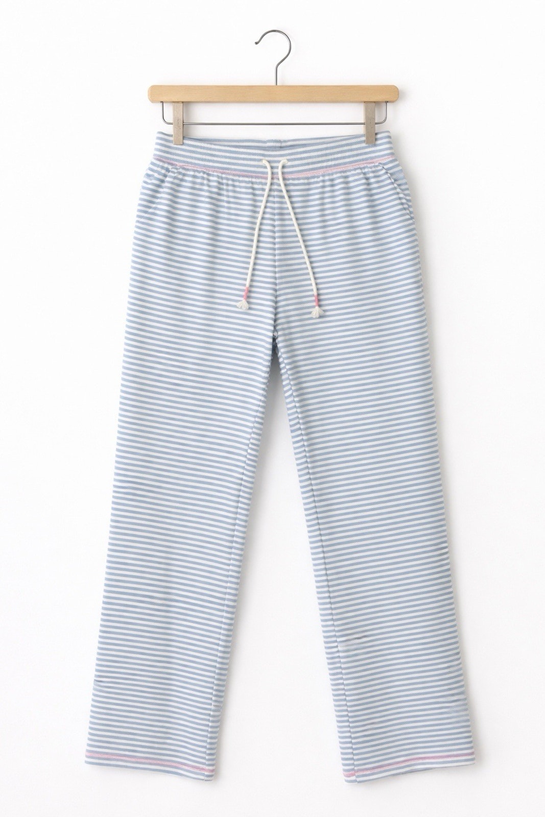 Pj Salvage Lounge Pants Womens Large Blue Ivory Stripe Drawstring Nwt